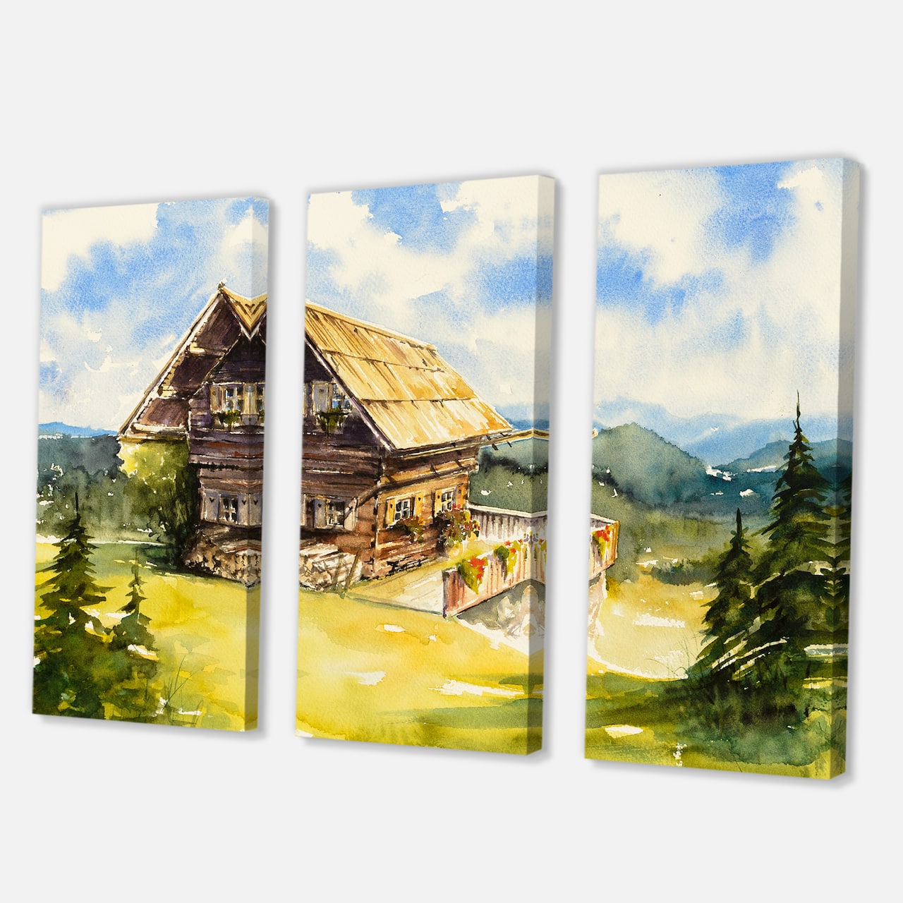 Designart - Peaceful Landscape With Old Cottage At Summer - Traditional Canvas Wall Art Print